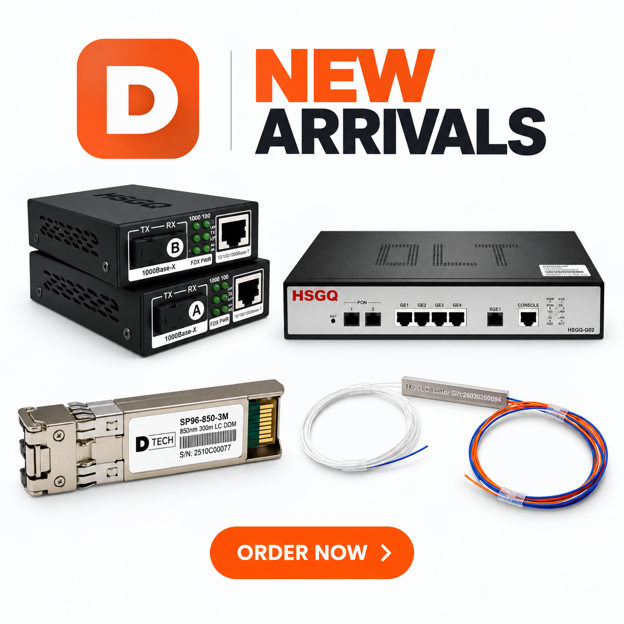 NEW STOCK- OLT, ONU, Media Converters & SFP Modules